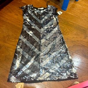 Steve Madden Mini Dress in Silver Sequin Size Small NWT